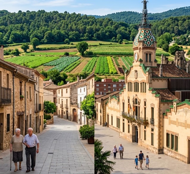 Vistas de las zonas verdes, patrimonio y entorno natural en Les Franqueses del Vallès